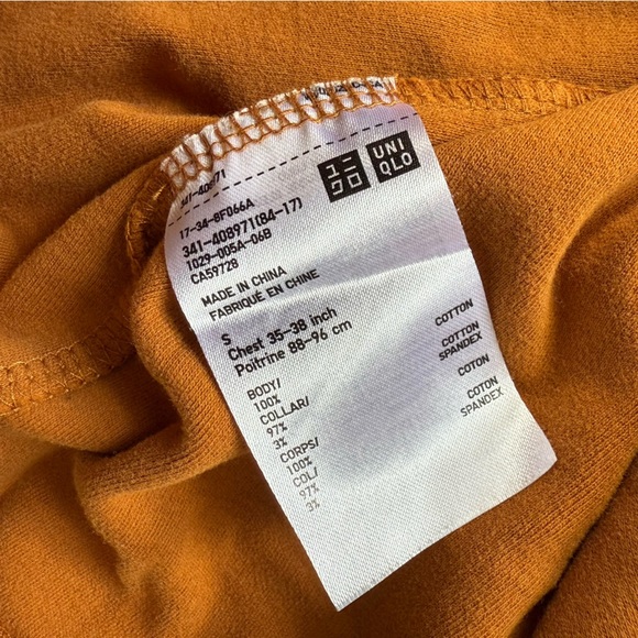 Uniqlo Men's Mockneck Cotton Blend Long Sleeve Shirt in Mustard Size Small - Picture 6 of 8